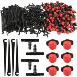 JOORRT 300pcs Goutteurs Irrigation Réglable + Tee Joint De Tuyau +Piquet De Support Pour Kit Système D'irrigation De Bricolage Goutte Automatique