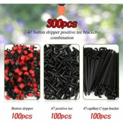 JOORRT 300pcs Goutteurs Irrigation Réglable + Tee Joint De Tuyau +Piquet De Support Pour Kit Système D'irrigation De Bricolage Goutte Automatique -Promos Arrosage automatique Magasin 59171154 3