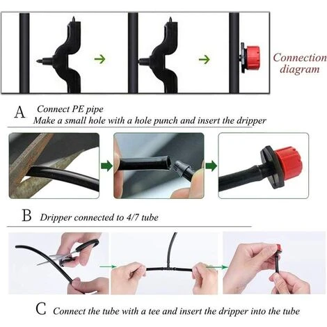 LYCXAMES 200Pièces Goutteur Irrigation, Goutteurs Réglables D'irrigation Arrosage Goutte à Goutte Pour Plante Jardin Serre Potager Gazon 4 LYCXAMES 200Pièces Goutteur Irrigation, Goutteurs Réglables D'irrigation Arrosage Goutte à Goutte Pour Plante Jardin Serre Potager Gazon – Image 4