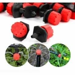 LYCXAMES 100 Pièces Buse De Goutteur D'Irrigation Réglable, Arroseurs D'Irrigation Goutte à Goutte à Débit Réglable à 360 Degrés, Convient Aux Tubes De 4 Mm ID, Émetteur De Goutte à Goutte (Rouge) -Promos Arrosage automatique Magasin 59304116 5