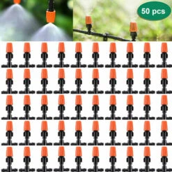 TANCYCO 50 Pcs Micro Spray Goutteurs D'irrigation à Débit Réglable, Têtes De Brumisateur D'irrigation Goutte à Goutte Réglables Pour Jardin
