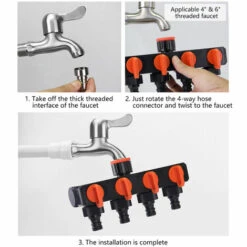 LIFCAUSAL Répartiteurs De Tuyau D'arrosage à 4 Voies, Inverseur De Robinet, Connecteur De Tuyau, Répartiteur De Tuyau D'arrosage, Distributeur D'eau à 4 Voies Pour Robinet Extérieur, Systèmes D'irrigation Goutte à Goutte -Promos Arrosage automatique Magasin 59662308 4