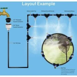 AIDUCHO Brumisateur Exterieur, 6M Brumisateur Terrasse Avec 5 Buse Brumisateur (en Laiton, 3/4") Brumisateur Pour Patio Jardin Serre Trampoline Pour Parc Aquatique -Promos Arrosage automatique Magasin 59674899 3