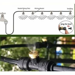 AIDUCHO Système De Brumisation 18M, Brumisateur Terrasse Système De Refroidissement De Brumisation Kit De Tuyau Brumisateur Extérieur Pour Jardin Parasol Trampoline Serre Piscine -Promos Arrosage automatique Magasin 59675022 5