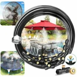 AIDUCHO Système De Brumisation (18M) Système De Refroidissement Par Brouillard Extérieur Ligne De Brumisation Avec 18 Buses D'arrosage En Laiton Brumisateur Pour Jardin Patio Trampoline Terrasse