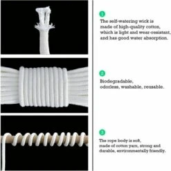 IRISFR Corde De Mèche Irrigation 20m Automatique Arrosage Corde Coton 4 MM Avec Système D'irrigation Automatique DIY Vacation Dispositif D'arrosage Pour Plantes Pour Jardins, Paniers, Pots, Plantes,Lilaris -Promos Arrosage automatique Magasin 59738579 4