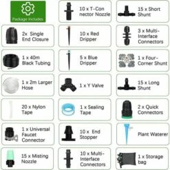 IRISFR Kit D'Irrigation Goutte 40m, Kit Arrosage Goutte à Goutte,125pcs Kit Micro Irrigation Goutte à Goutte Jardin Système Avec Arrosage Automatique Irrigation De Jardin Pour Pelouse, Potager,Lilaris -Promos Arrosage automatique Magasin 59738596 5