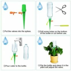 RHAFAYRE Irrigation Goutte é Goutte Automatique Kit De 12pcs Goutteurs D'Arrosage Automatique Réglable Pour Jardin Maison Intérieur Extérieur Pendant Vos Vacances -Promos Arrosage automatique Magasin 60501644 2