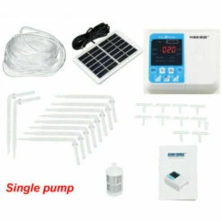 DECKON Système D'irrigation à Goutte à énergie Solaire Set Simple Pompe Double Dispositif D'arrosage Automatique Minuteur Kit D'auto-arrosage De Jardin Pour