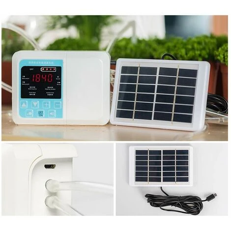 DECKON Système D'irrigation à Goutte à énergie Solaire Set Simple Pompe Double Dispositif D'arrosage Automatique Minuteur Kit D'auto-arrosage De Jardin Pour 2 DECKON Système D'irrigation à Goutte à énergie Solaire Set Simple Pompe Double Dispositif D'arrosage Automatique Minuteur Kit D'auto-arrosage De Jardin Pour – Image 2