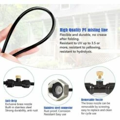 DECKON 15M Système De Brumisation, Brumisateur Terrasse Système De Refroidissement De Brumisation, Kit De Tuyau Brumisateur Extérieur Pour Jardin Parasol Trampoline Serre Piscine -Promos Arrosage automatique Magasin 61308707 3