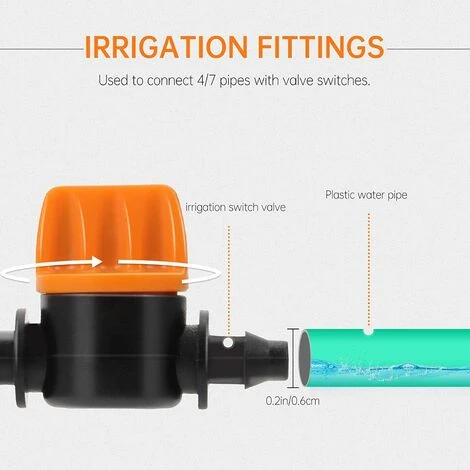 EAUDACè 10 Pièces Vanne De Commutation D'irrigation Goutte à Goutte 4/7 Connecteur De Tube D'irrigation Connecteurs De Tuyau Vanne Barbelée Convient Pour Jardin Agricole 2 EAUDACè 10 Pièces Vanne De Commutation D'irrigation Goutte à Goutte 4/7 Connecteur De Tube D'irrigation Connecteurs De Tuyau Vanne Barbelée Convient Pour Jardin Agricole – Image 2