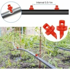 SLI-RES Lot De 50 Mini Buses D'Arrosage à 360 DegréS Pour Arrosage Des Surfaces Vertes, Des LéGumes, Des Fleurs, Des Arbres, Des Arbres Fruitiers Et D'Autres Cultures 2.1*1.3*0.8cm (Rouge)，Lilaris -Promos Arrosage automatique Magasin 63680626 3