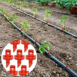 SLI-RES Lot De 50 Mini Buses D'Arrosage à 360 DegréS Pour Arrosage Des Surfaces Vertes, Des LéGumes, Des Fleurs, Des Arbres, Des Arbres Fruitiers Et D'Autres Cultures 2.1*1.3*0.8cm (Rouge)，Lilaris -Promos Arrosage automatique Magasin 63680626 5