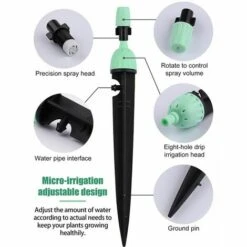 SINCèREETALI Goutteurs D'irrigation Avec Connecteur, 20 Pièces Arroseurs à Débit D'eau Réglables à 360 Degrés 2 En 1 Goutteur Pour Système D'arrosage Goutte à Goutte (Vert) -Promos Arrosage automatique Magasin 63820169 3