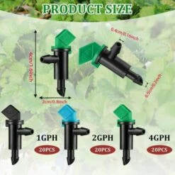SINCèREETALI 60Pcs Émetteur De Goutte à Goutte D'Irrigation, HOINCO 3 Tailles Émetteur De Goutteur D'Irrigation De Drapeau De Jardin, Pour Pelouse, Arbres, Arbustes, Jardin (4L/H Noir, 8L/H Bleu, 16L/H Vert) -Promos Arrosage automatique Magasin 63821938 3