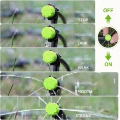 MEZHENG 200pcs Goutteur Irrigation Réglable, 1/4'' Système Dirrigation Goutte à Goutte Micro Flow Drip Head Buses De Brouillard Dirrigation Pour Jardins Potagers Ou Massifs De Fleurs (Vert) -Promos Arrosage automatique Magasin 63894991 4