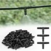 MONLY 100 PCS Tee Connecteurs De Tuyaux En Plastique Irrigation De Pelouse 4/7mm Raccord D'Irrigation Goutte à Goutte Raccord T De Tuyau D'eau Kit D'Arrosage Pour Système D'Irrigation Jardin (Noir)