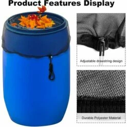 DENUOTOP 2 Pcs Filet Pour Citerne De Pluie, Filet De Protection Pour Tonneau De Pluie Avec Cordon De Serrage, Filet De Protection Réglable, Protection Contre Les Moustiques Et Les Feuilles -Promos Arrosage automatique Magasin 64884464 2