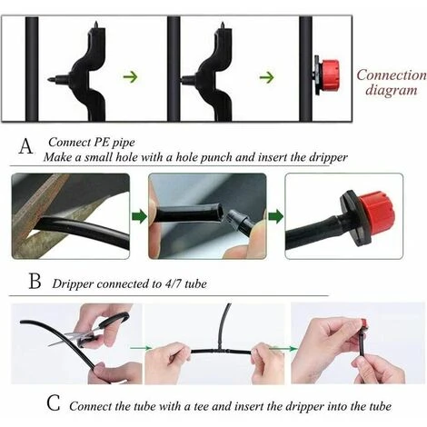 PREMIER 100Pièces Goutteur Irrigation, Goutteurs Réglables D'irrigation Arrosage Goutte à Goutte Pour Plante Jardin Serre Potager Gazon 4 PREMIER 100Pièces Goutteur Irrigation, Goutteurs Réglables D'irrigation Arrosage Goutte à Goutte Pour Plante Jardin Serre Potager Gazon – Image 4
