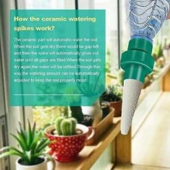 BAICCCF Kit D'arrosage Goutte à Goutte -Kit Goutte à Goutte, Distributeur Automatique D'irrigation D'eau De Plante En Céramique De 4 Pièces, Dispositif D'arrosage Automatique Goutte à Goutte Pour Plante D'intérieur Pendant Les Vacances Ou Tr -Promos Arrosage automatique Magasin 65630711 4