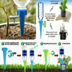 KAEJYIUT Systeme Arrosage Goutte Goutte 12 Pièces Irrigation Goutte Goutte Kit Plante D'irrigation Cône Pour Arrosage Bouteille Dans Jardin, Balcon, Vacances, Intérieur Et Extérieur -Promos Arrosage automatique Magasin 65810855 3