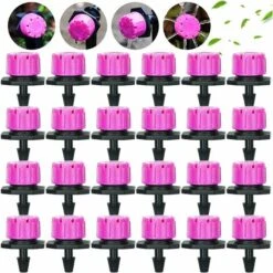 DONTODENT 100 Pcs Goutteur Irrigation Réglable, Tête De Gicleurs D'irrigation Irrigation Drippers Goutte À Goutte Arrosage Micro Gicleurs Emetteur Goutte Système Pour Home Garden Patio (Rose)