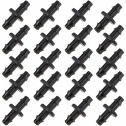 FVBJD Irrigation De Pelouse 4/7mm Raccord Connecteur Goutte à Goutte, 100 Pièces(Connecteur Cannelé Double)
