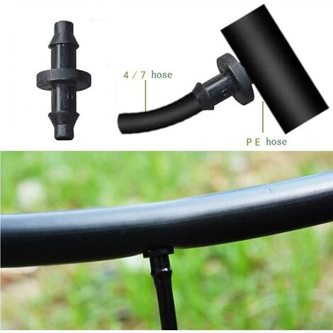 FVBJD Irrigation De Pelouse 4/7mm Raccord Connecteur Goutte à Goutte, 100 Pièces(Connecteur Cannelé Double) 4 FVBJD Irrigation De Pelouse 4/7mm Raccord Connecteur Goutte à Goutte, 100 Pièces(Connecteur Cannelé Double) – Image 4