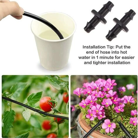 FVBJD Irrigation De Pelouse 4/7mm Raccord Connecteur Goutte à Goutte, 100 Pièces(Connecteur Cannelé Double) 5 FVBJD Irrigation De Pelouse 4/7mm Raccord Connecteur Goutte à Goutte, 100 Pièces(Connecteur Cannelé Double) – Image 5