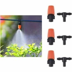 FLYME Arrosage Dirige Buse 10 Goutteur Irrigation Réglable 10 Tee-joints D'égouttement Kit Système D'irrigation De Bricolage Micro Goutte Kit Automatique D'Arrosage De Micro Système Pour L'arrosage De Jardin -Promos Arrosage automatique Magasin 67813813 3